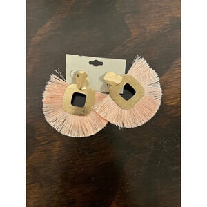 Pink and gold fringe earrings
